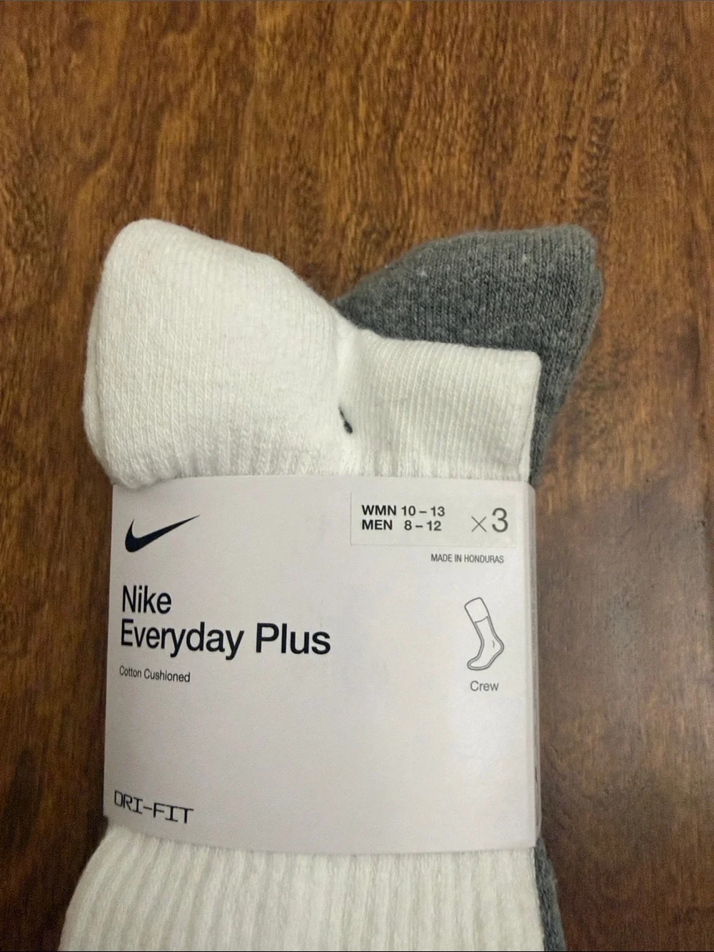 Nike White Grey Black Crew Athletic Socks